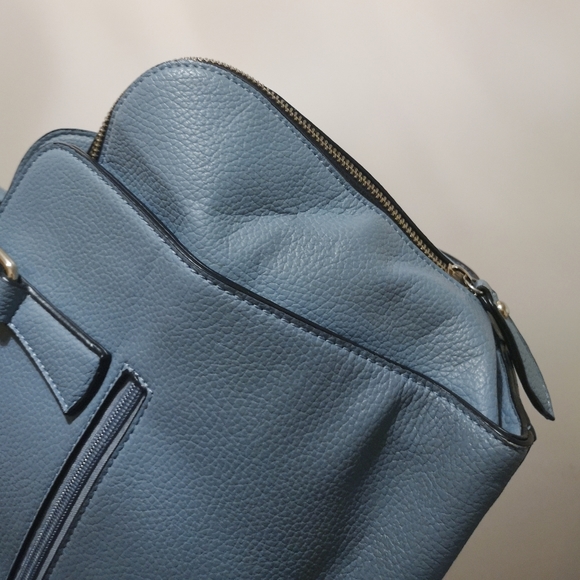 La Diva Vegan Leather Handheld Shoulder and Crossbody Bag Blue Purse - Picture 12 of 13